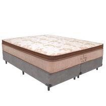 Cama Box Queen Cinza Colchão Victory Molas V-Tech 158x198x30