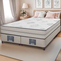 Cama Box Queen Colchão + Box 158x198x63 Spring Zen com Molas Ensacadas Cinza Cama inBox