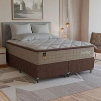 Cama Box Queen Colchão Comfort Class Pillow Top 158x198cm Bege suede Marrom Cama Box Queen Colchão Comfort Class Pillow Top 158x198cm Bege suede Marrom