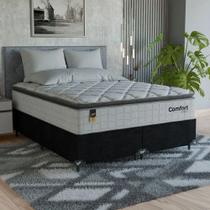 Cama Box Queen + Colchão Comfort Class Pillow Top 158x198cm Branco/suede Preto Cama Box Queen + Colchão Comfort Class Pillow Top 158x198cm Branco/suede Preto
