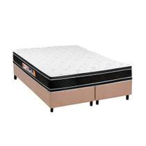 Cama Box Queen: Colchão Espuma Castor D33 Black e White Double Face + Base CRC Suede Clean(158x198)