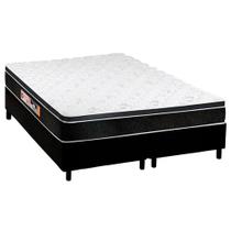 Cama Box Queen: Colchão Espuma Castor D45 Black e White Air + Base CRC Courano Black(158x198)