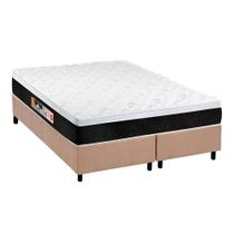 Cama Box Queen: Colchão Espuma Castor D45 Black e White + Base CRC Suede Clean(158x198)