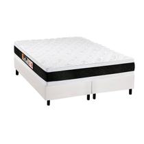 Cama Box Queen: Colchão Espuma Castor D45 Black e White Double Face + Base CRC Courano White(158x198)