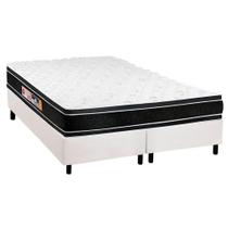 Cama Box Queen: Colchão Espuma D33 Castor Black e White + Base CRC Courano White(158x198)