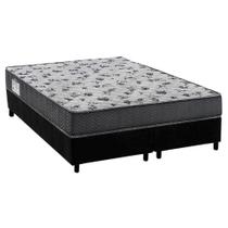 Cama Box Queen: Colchão Espuma D33 Ortobom /EP Fort Tech ISO 100 + Base CRC Suede Black(158x198)