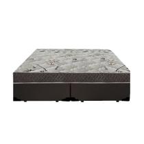 Cama Box Queen Colchão Espuma D45 Bordado + Box Sintético Marrom Serra Negra 64x158x198