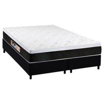 Cama Box Queen: Colchão Espuma D45 Castor Black e White + Base CRC Suede Black(158x198)