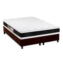 Cama Box Queen: Colchão Espuma D45 Castor Black e White Double Face + Base CRC Suede Brown(158x198)
