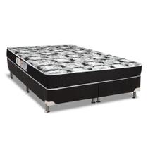 Cama Box Queen: Colchão Espuma D45 Luckspuma Gran Luck Black Pró Saúde + Base CRC Suede Black(158x198)