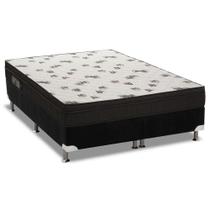 Cama Box Queen: Colchão Espuma D45 Ortobom Light Saúde Ortopilow + Base CRC Suede Black(158x198)