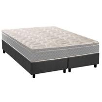 Cama Box Queen: Colchão Espuma D45 Paropas Anatômico Confort Mega Firme + Base CRC Suede Gray (158x198)