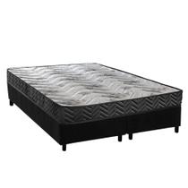 Cama Box Queen: Colchão Espuma D45 Paropas Pasquale Wave Black + Base CRC Suede Black (158x198)