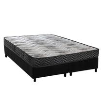 Cama Box Queen: Colchão Espuma D45 Paropas Pasquale Wave Black + Base CRC Suede Black (158x198) Cama Box Queen: Colchão Espuma D45 Paropas Pasquale Wave Black + Base CRC Suede Black (158x198)