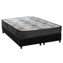 Cama Box Queen: Colchão Espuma D45 Paropas Pasquale Wave Black + Base CRC Suede Black (158x198) Cama Box Queen: Colchão Espuma D45 Paropas Pasquale Wave Black + Base CRC Suede Black (158x198)