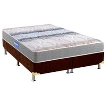 Cama Box Queen: Colchão Espuma D45 Probel Guarda Costas + Base CRC Suede Brown(158x198)
