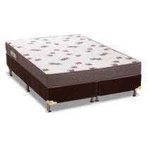 Cama Box Queen: Colchão Espuma Ortobom D28 Light + Base CRC Suede Brown(158x198)