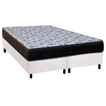 Cama Box Queen: Colchão Espuma Ortobom D33/EP Fort Tech ISO 100 + Base CRC Courano White(158x198)