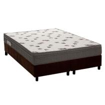 Cama Box Queen: Colchão Espuma Ortobom D45 Light + Base CRC Suede Brown(158x198)