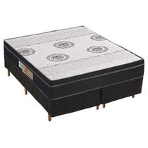 Cama Box Queen: Colchão Espuma Polar D28/EP Orthoface + Base CRC Rústico Black(158x198)