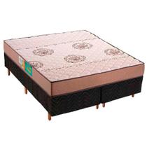 Cama Box Queen: Colchão Espuma Polar D33 Pérola + Base CRC Fantasy Black(158x198)