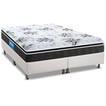 Cama Box Queen: Colchão Espuma Probel D40 Guarda Costas Premium Hiper Firme + Base CRC Courano White(158x198)