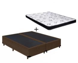 Cama Box Queen Colchão Mola Bonnel Belos Sonhos + Box Suede 62x158x198