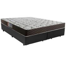 Cama Box Queen Colchão Mola Ensacada Belos Sonhos + Box Sintético 68x158x198 Cinza