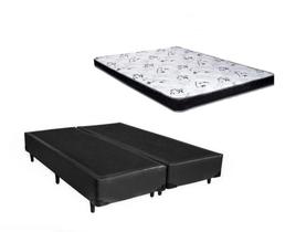 Cama Box Queen Colchão Mola Ensacada NK Camas + Box Sintético 65x158x198 Preto