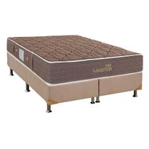 Cama Box Queen: Colchão Molas Bonnel Herval Suite Master Plus + Base CRC Suede Bege(158x198)