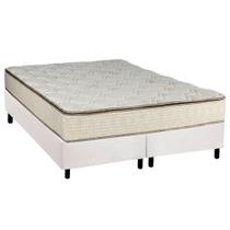 Cama Box Queen: Colchão Molas Bonnel Luckspuma Montreal Spring + Base CRC Courano Branco(158x198)