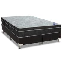 Cama Box Queen: Colchão Molas Bonnel Ortobom Nanolastic Light Selado + Base CRC Suede Black(158x198)