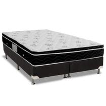 Cama Box Queen: Colchão Molas Bonnel Ortobom Nanolastic Physical Spring + Base CRC Suede Black(158x198)