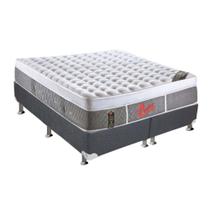 Cama Box Queen: Colchão Molas Castor Pocket Light Stress Oxygen New Plush + Base CRC Suede Cinza(158x198)