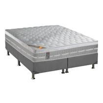 Cama Box Queen: Colchão Molas Castor Pocket Premium Gel + Base CRC Suede Cinza(158x198)