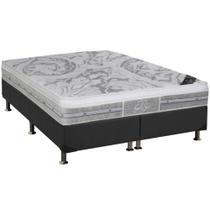 Cama Box Queen: Colchão Molas Castor Pocket SLX Grand Plush + Base CRC Suede Cinza(158x198)