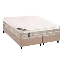 Cama Box Queen: Colchão Molas Castor Tecnopedic Premium + Base CRC Suede Bege(158x198)