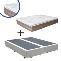 Cama Box Queen Colchão Molas Ensacadas + Box Bipartido Bege 51x158x198