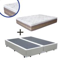 Cama Box Queen Colchão Molas Ensacadas + Box Bipartido Cinza Cama Box Queen Colchão Molas Ensacadas + Box Bipartido Cinza