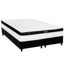 Cama Box Queen: Colchão Molas Ensacadas Luckspuma Gold Line Elastic Gel + Base CRC Suede Black (158x198)
