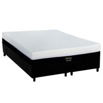 Cama Box Queen: Colchão Molas Ensacadas Luckspuma Gold Line Elastic Zipper + Base CRC Suede Black (158x198)