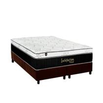 Cama Box Queen: Colchão Molas Ensacadas Luckspuma MasterPocket Lucksfaction Viscoelástico + Base CRC Suede Brown(158x198)