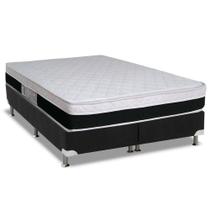 Cama Box Queen: Colchão Molas Ensacadas Luckspuma MasterPocket Roma + Base CRC Suede Black(158x198)