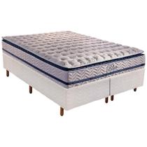 Cama Box Queen: Colchão Molas Ensacadas Paropas MasterPocket Blue + Base CRC Rústico Branco(158x198)