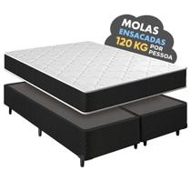 Cama Box Queen + Colchão Molas Ensacadas Pergola Europillow 158x198x63cm
