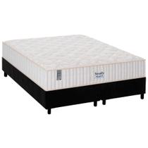 Cama Box Queen: Colchão Molas Ensacadas Plumatex MasterPocket Miami + Base CRC Suede Black(158x198)