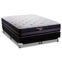 Cama Box Queen: Colchão Molas Herval Maxspring Málaga + Base CRC Suede Black(158x198)