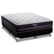 Cama Box Queen: Colchão Molas Herval Maxspring Málaga + Base CRC Suede Black(158x198)