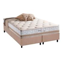 Cama Box Queen: Colchão Molas Herval Maxspring Spain + Base CRC Suede Bege(158x198)