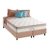 Cama Box Queen: Colchão Molas MasterPocket Ensacadas Anjos King Best + Base CRC Suede Bege(158x198) Cama Box Queen: Colchão Molas MasterPocket Ensacadas Anjos King Best + Base CRC Suede Bege(158x198)